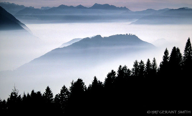 Flashback 1987,The Bernese Oberland from Rigi Kulm, high above the lake clouds over Lake Lucerne, Switzerland