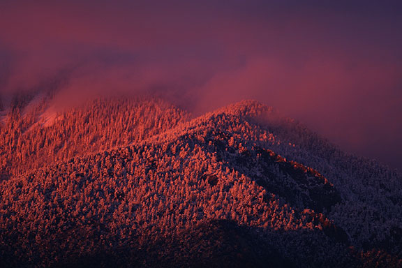 Sangre de Cristo (blood of christ) mountains sunset. Taos, New Mexico.