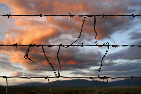 "Wired Sky", One from my series 'The Wired West' series. ( Taos Mesa )