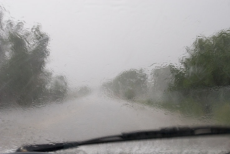 Rain on windshield