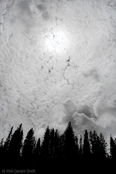 Yesterdays clouds over an outdoor breakfast in the Carson National Forest