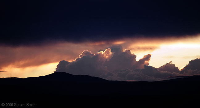 Taos Mountain, rainbow and sunset which followed last night