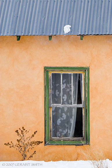 Green window  with lace