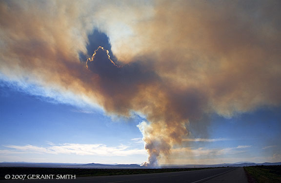 A fire burning west of Taos and the Rio Grande Gorge yesterday in New Mexico