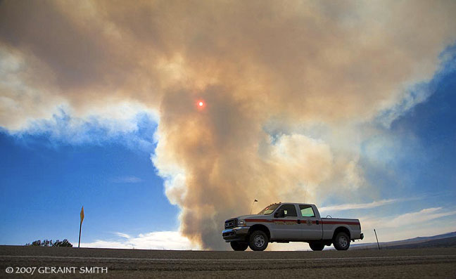 A fire burning west of Taos and the Rio Grande Gorge yesterday in New Mexico