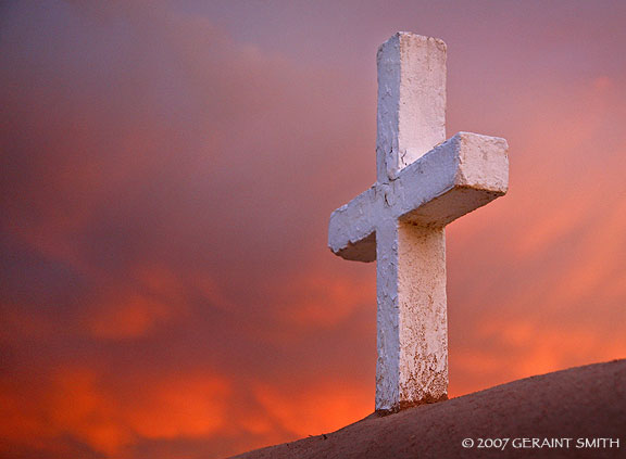 A fiery cross on the st Francis de Asis church