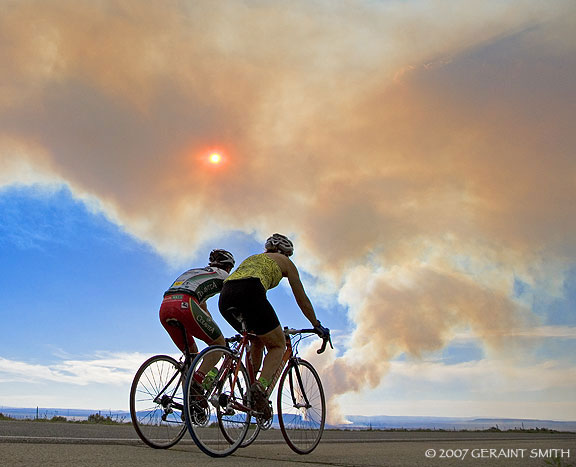 A fire burning west of Taos and the Rio Grande Gorge yesterday in New Mexico