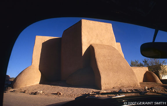 The Ranchos Church taken in 1988 through the window of my 1958 Volkswagen Beetle