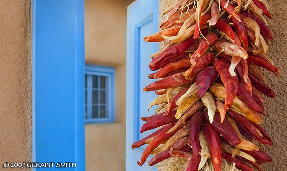 Quintessential New Mexico chilis with blue