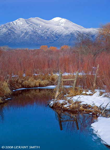 More snow and a view of Pueblo Peak yesterday evening in Taos, NM