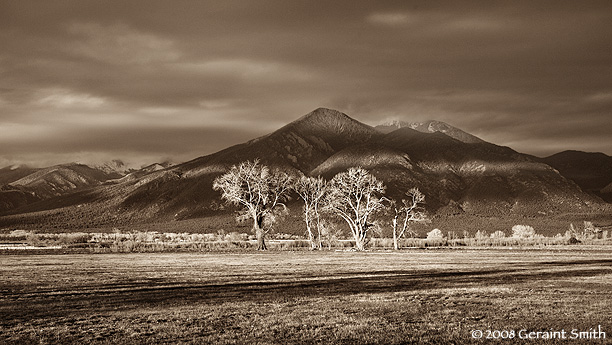 Evening light on Taos Mountain