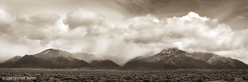 Spring snow storm moving through the Taos mountains