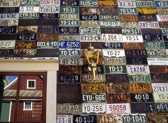 License plate house, a building covered in license plates in Crested Butte, Colorado USA