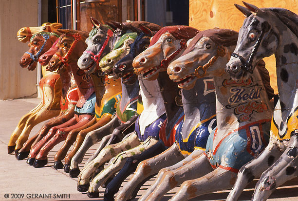 Carousel  horses on a sidewalk in Pasadena, California