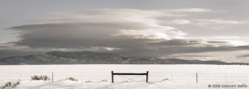 South across the mesa to Picuris Peak from Highway 64 