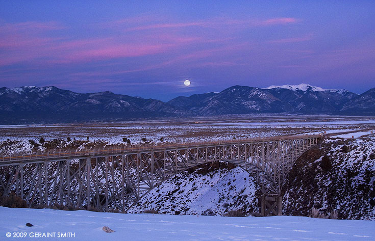 January 10th's full moonrise (the "wolf moon") over the Sangre de Cristos, Taos NM