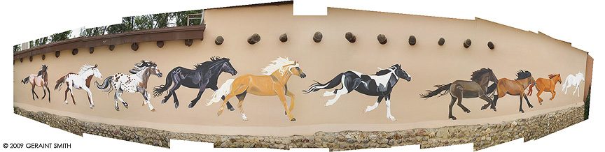 The Ledoux Street horses mural in Taos, NM