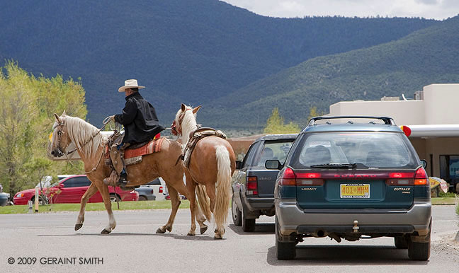 Leaving the drive up window at the bank in Taos