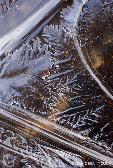 Ice on a rusty old baking tray