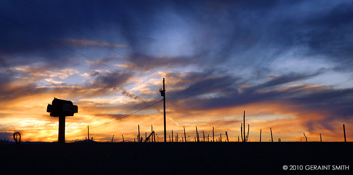 Sunset at the old mailboxes,south of Taos, NM