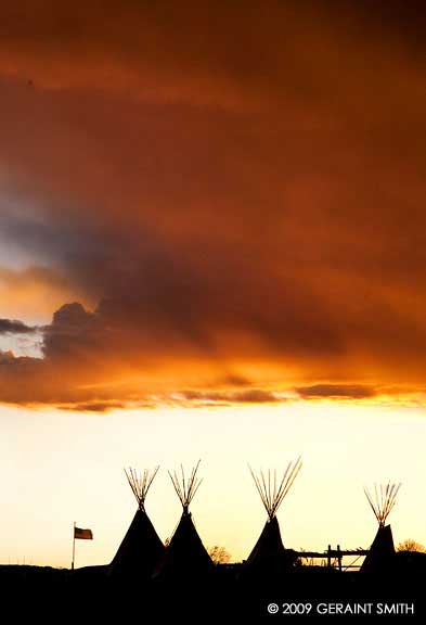 Taos tipis sunset