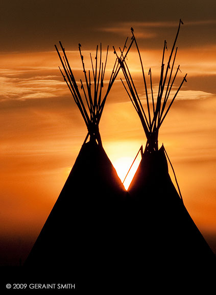 Sunset and tipis, Taos, NM