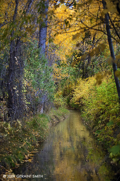 A acequia running through the village of Valdez, NM