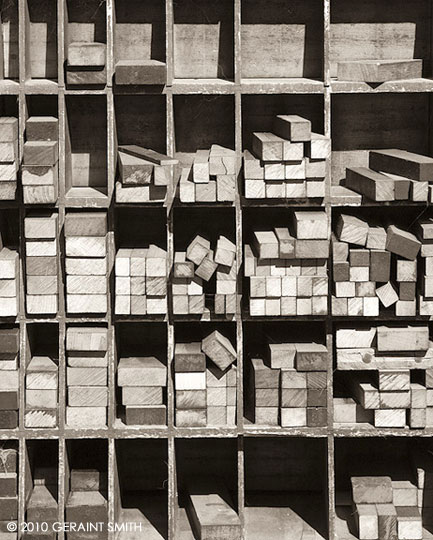 Wood blocks at the letter press print shop