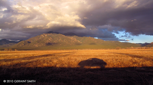 Evening drive and a view of Taos Mountain