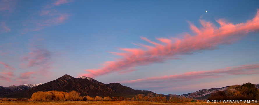 On the evening drive home ... Taos Mountain, clouds and moon