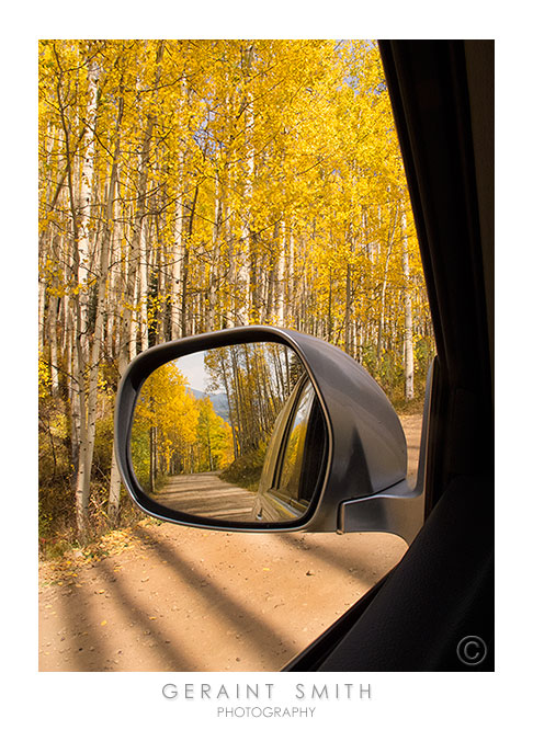 Driving through the aspens on the Ohio Creek road