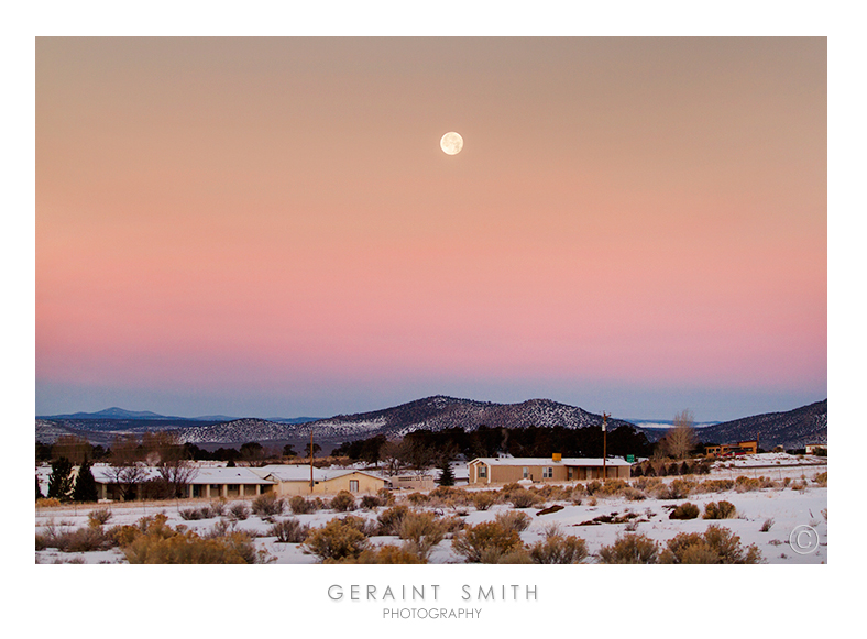 This morning, December 29th's moon set across the Taos Volcanic Plateau, in northern NM!