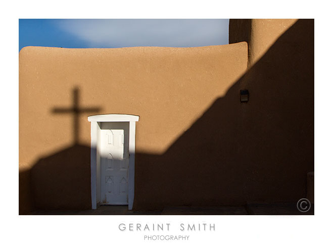 Long shadows at the Saint Francis church, Ranchos de Taos