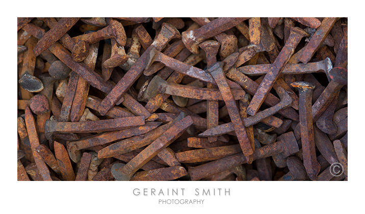 Bucket of railroad spikes at the Cumbres and Toltec Railroad