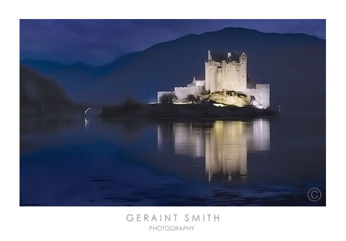 Night light on the Eilean Donan Castle, Scotland