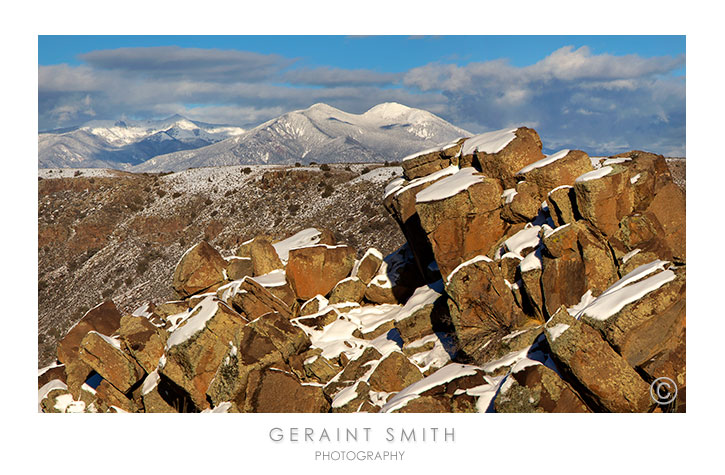 Taos Mountain from the Rio Grande Gorge rocks