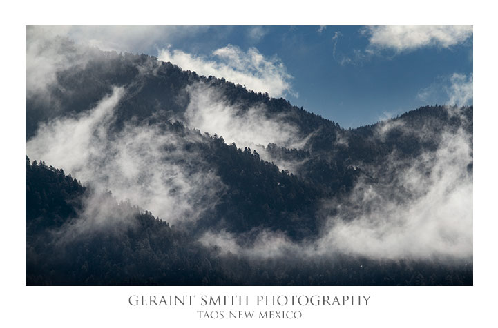 Morning mist rising on the mountains