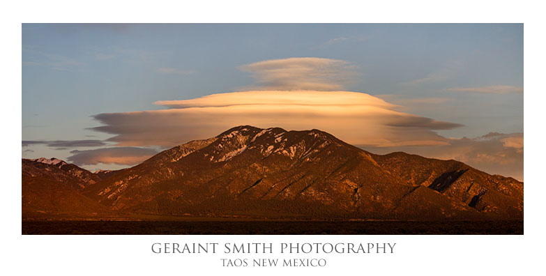 Lenticular clouds over Taos Mountain