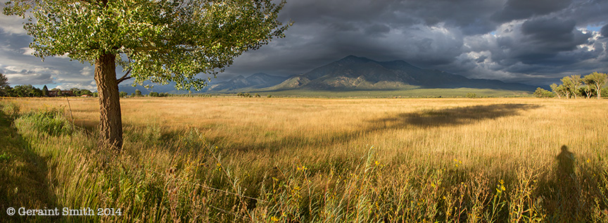 Shooting the meadow and the mountain shadows evening light taos el prado new mexico nm