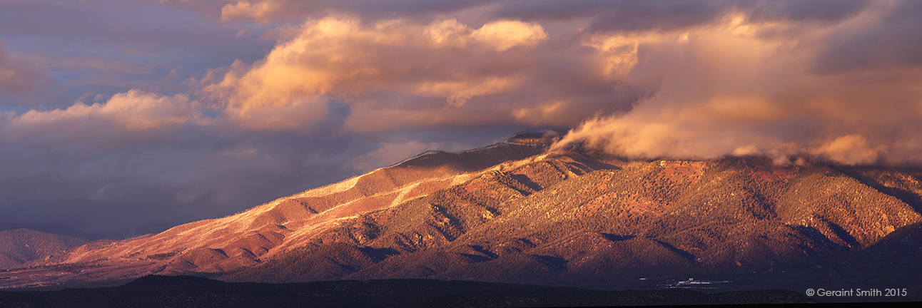 Columbine Hondo Wilderness sunset with Lama bottom left and lama burn 1996