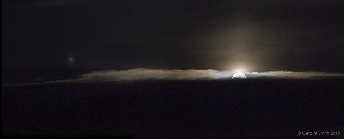 The full moon rising and Jupiter this evening from San Cristobal, New Mexico