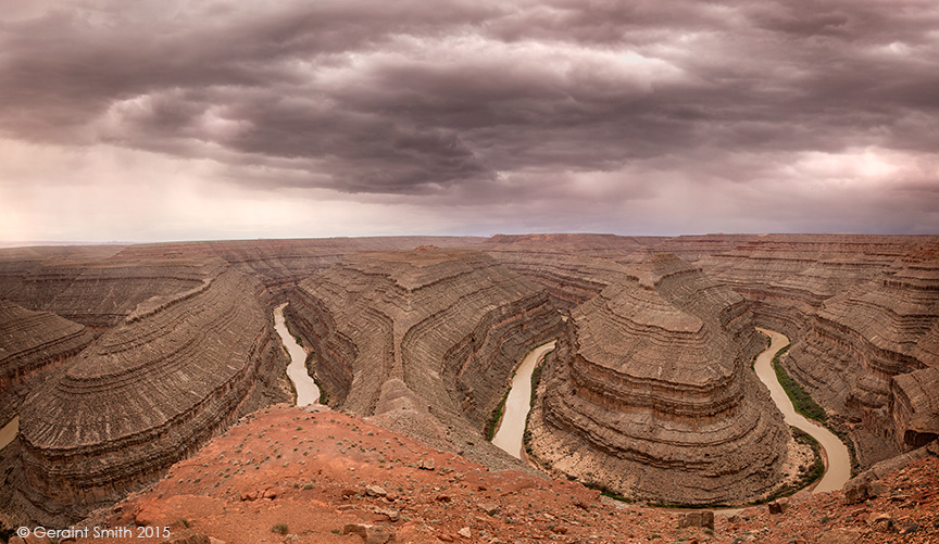 Storm coming over the Goosenecks of the San Juan State Park, Utah