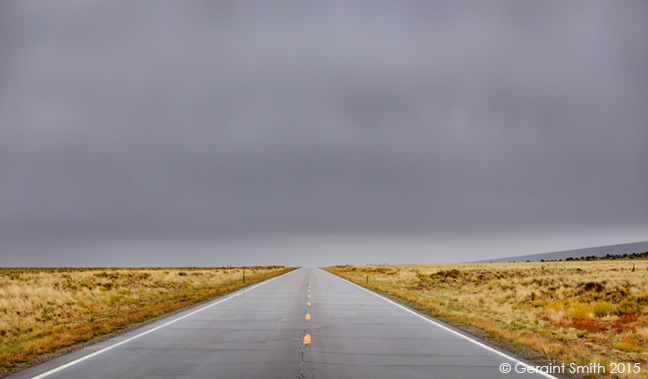 The road to the dunes and into the storm