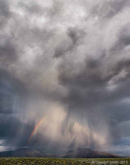 The Storm rainbow and virga walking rain taos mountain