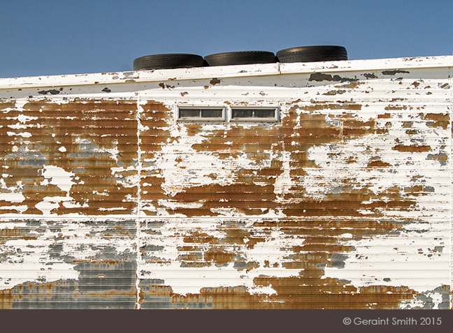 On the High Road to Taos new mexico truchas trailer tires weathered paint patina