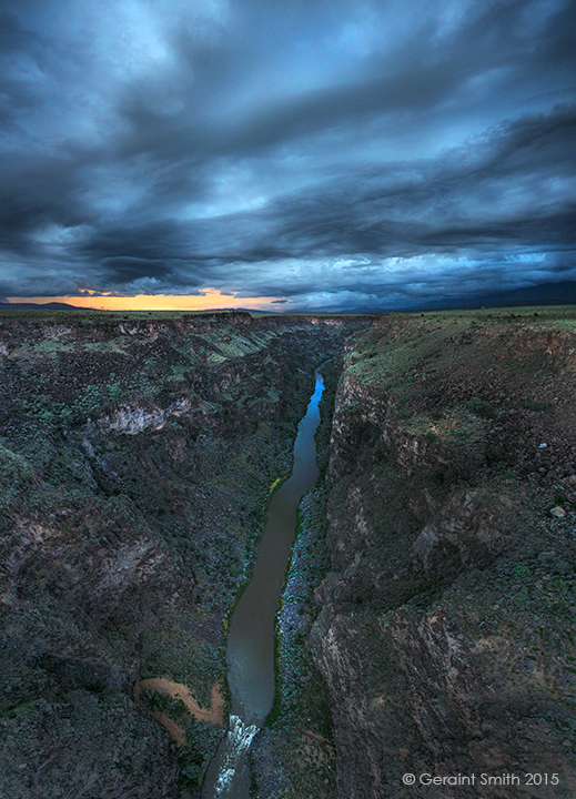 As darkness falls over Rio Grande Gorge taos new mexico