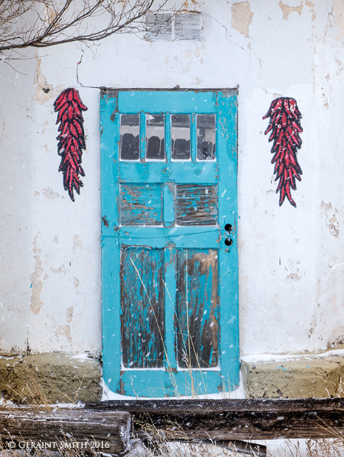 Blue door and chili trompe l'oeil garcia costilla colorado new mexico border