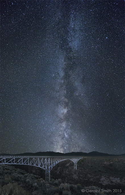 Rio Grande Gorge Bridge, Taos mountains and the milky way, taos nm, national monument