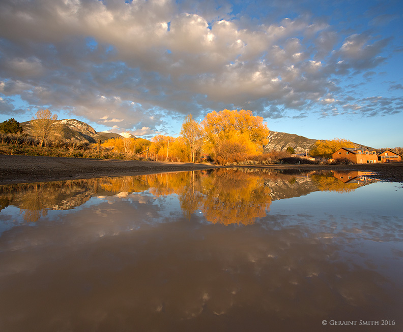 Moonrise, Arroyo Seco, NM ... I can't resist a reflection in a puddle of snow melt