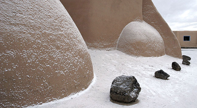 St Francis Church rocks, Ranchos de Taos, New Mexico